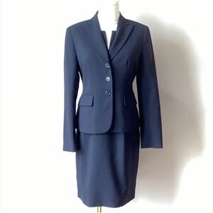 Anne Klein Suit Separates Petite Navy 3pc Suit - Jacket/Trousers/Sheath Dress